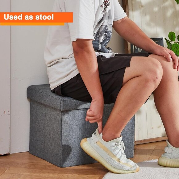 Storage Ottoman Footrest Stool Small Ottoman with Storage Foldable Ottomans Foot - Picture 4 of 6